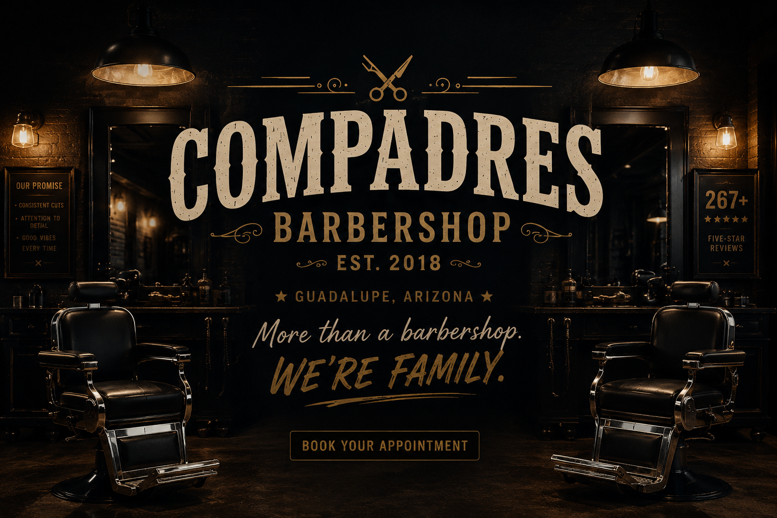 Compadres Barbershop — Guadalupe, Arizona. More than a barbershop, we're family. Est. 2018. Rated 5.0 from 267+ reviews.