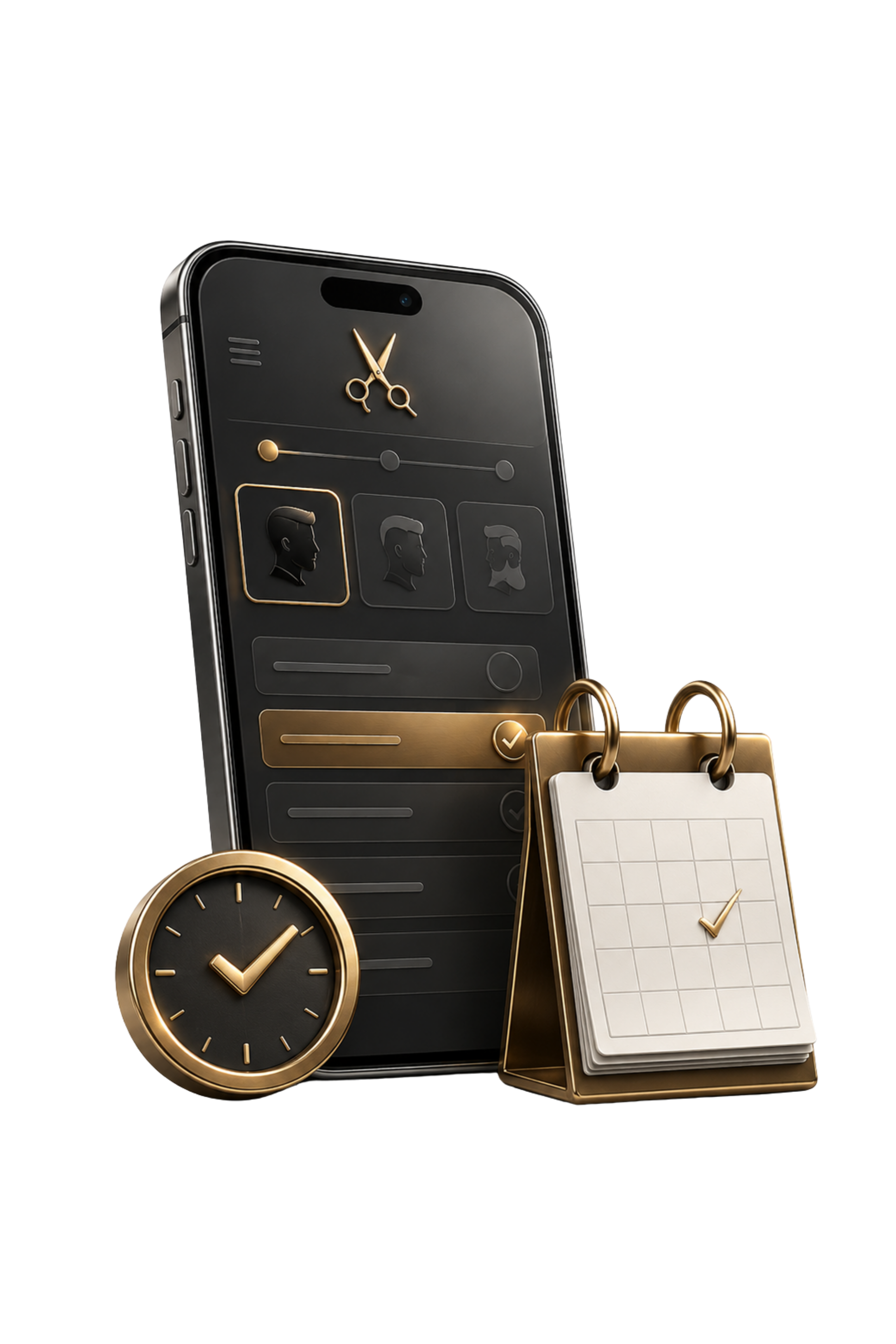 Phone booking app with calendar and clock